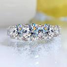 Anel Feminino Banhado a Ouro 18k Com Moissanite De 3.6CT E 5 Pedras, Aliança De Casamento Com