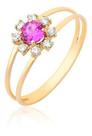 Anel Feminino Chuveiro Baixo Pedra Rosa Ouro 18k A16 Anel Feminino Chuveiro Baixo Pedra Rosa Ouro 18k A16
