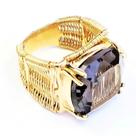 Anel Feminino Com Pedra Cristal Banho De Ouro 18k 382