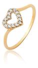 Anel Feminino Coração Vazado Com Pedras Ouro Puro 18k A399 Anel Feminino Coração Vazado Com Pedras Ouro Puro 18k A399