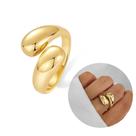 Anel Feminino Dourado Gota Dupla Aço Inox Banhado A Ouro 18k Festa