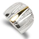 Anel Feminino Prata 925 e Aplique em Ouro 14K Charme