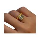 Anel Feminino Vintage Banhado a Ouro 18K Em Aço Inoxidável Com Zircônia, Formato Triangular,