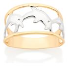 Anel Formado Por Golfinhos Em Rhodium E Bord 510863