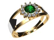 Anel formatura análise Clínica ouro 18k esmeralda e diamantes