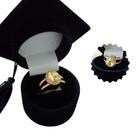 Anel Formatura Curso Profissão Pedra Amarelo Topazio Banho Ouro 18k