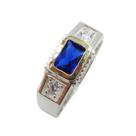 Anel Formatura Masculino Prata 925 Aplique Ouro Retangular