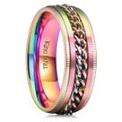 Anel giratório King Will Rainbow banhado a cores 8 mm para homens e mulheres