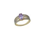 ANEL GOTA SOLITÁRIA COM TRÊS FILEIRAS DE ZIRCÔNIA E GOTA CENTRAL LAVANDA - Elegância e Sofisticação