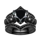 Anel Gótico De Coração Com Caveira E Zircônia Preto, Vermelho E Roxo - Decoração De Halloween