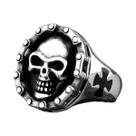 Anel Gótico Masculino Com Crânio Em Aço Inoxidável Dourado, Joias De Heavy Metal Punk Para Anel Gótico Masculino Com Crânio Em Aço Inoxidável Dourado, Joias De Heavy Metal Punk Para