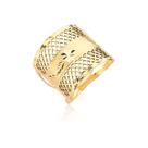 anel grande chapa largo vazado folhas ouro amarelo 10k GM433