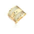 anel grande chapa largo vazado folhas ouro amarelo 18k GM433