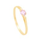 Anel Infantil com Zircônia Rosa 3MM em Ouro 18K - AU13425 Anel Infantil com Zircônia Rosa 3MM em Ouro 18K - AU13425