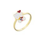 Anel Infantil Hello Kitty Resinado Folheado a Ouro