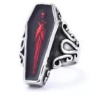 Anel JAJAFOOK Vampire Coffin Cross para homens em aço titânio