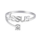 Anel Jesus Com Pedra Branca 2mm Prata Reto Solitaria Brilho