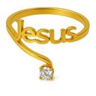 Anel Jesus Com Pedra Branca Zircônia 2mm Ouro 18k Luxo NF Tungstenio Fe Tradicional Religiao