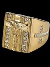 Anel Jesus Cristo Com Pedras Cravejadas Banhado A Ouro 18k