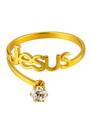Anel Jesus Pedra Zircônia Branca 2mm Banhado Ouro 18k Luxo Tungstenio Anatomica