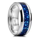 Anel King Will em prata de tungstênio de 8 mm com incrustação de meteorito azul