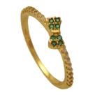 Anel Laço Verde Topo Cravejado Folheado Ouro 18K SoftJoias