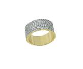 Anel largo com cravação em microzircônias banhado a ouro - 1 cm - 7 g