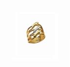 Anel largo com detalhes superiores banhado a ouro - 1,9 cm - 5 g