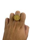 Anel leão redondo crevejado - banhado a ouro 18k