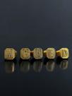 Anel Letras Cravejadas Ajustável Banhado a Ouro 18k Luxo