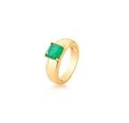 ANEL LISO COM ZIRCÔNIA QUADRADO ESMERALDA FUSION BANHADO A OURO - 7mm - 7g