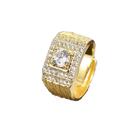 Anel luxo cravejado ajustável - banhado a ouro 18k