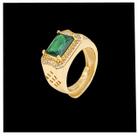 ANEL LUXO PEDRA VERDE AJUSTÁVEL - Banhado a Ouro 18K