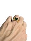Anel luxo pedra verde regulável - banhado a ouro 18k