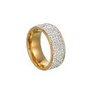 Anel Luxo Strass Ouro 18k Zirconia Tradicional Tungstênio 8mm