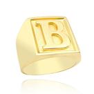 Anel Masculino De Letra Banhado a Ouro Dedeira De Inicial B
