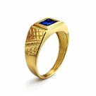 Anel Masculino em Ouro 18k com Zirconia Azul - Justino Ribas