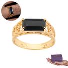 Anel Masculino Rommanel Banhado Ouro 18K Alfa e Ômega Com Cristal 513672 Anel Masculino Rommanel Banhado Ouro 18K Alfa e Ômega Com Cristal 513672