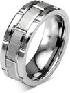 Anel Masculino Titânio Prata Fosco Textura Tijolo Luxo Anatômico Resistente Não Risca Premium Anatômico Resistente Industrial Alta Qualidade