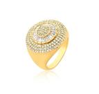 Anel maxi pizza banhado a ouro - zircônias - 2 cm - 6 g