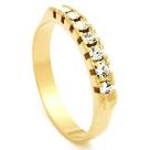 Anel Meia Aliança Aparador Banhado A Ouro 18k Com Pedra Zirconia