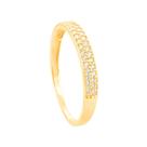 Anel Meia Aliança Cravejada com Zircônias em Ouro 18K - AU14298