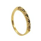Anel Meia Aliança De Ouro 18k Safira Com Diamantes Brilhante