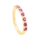 Anel Meia Aliança em Ouro 18K com Rubis e Diamantes - AU11273