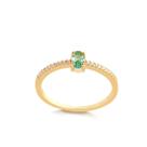 Anel Meia Aliança Oval Folheado Ouro Zircônia