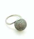 Anel Meia Bola Cravejada Pavé Microzirconias B Ródio 3257A