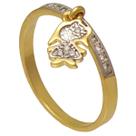 Anel Menina com Aplique de Ródio e Zircônias Softjoias Folheado em Ouro 18K Anel Menina com Aplique de Ródio e Zircônias Softjoias Folheado em Ouro 18K
