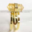 Anel Micro Pontinha Citrino Bi Ponta Aro Ajustavel Dourado