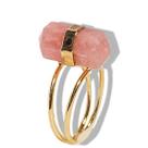 Anel Micro Pontinha Quartzo Goiaba Ajustável Dourado