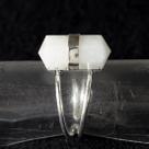 Anel Micro Pontinha Quartzo Leitoso Ajustavel Prateado
